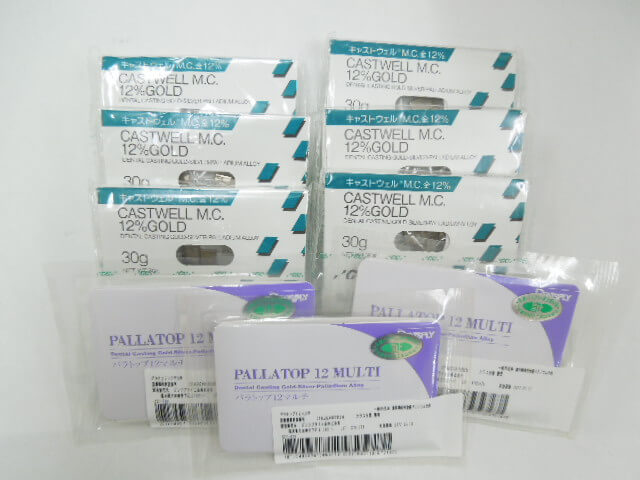 歯科用金属　金パラジウム合金　GC・キャストウェルmc、三金パラトップ12マルチ