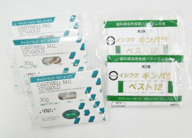 歯科用金属12％金パラジウム GC キャストウェルm.c＆石福金属キンパラベスト12