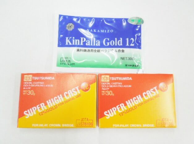歯科用金属12％金パラジウム 中溝キンパラゴールド12＆堤田貴金属スーパーハイキャスト12