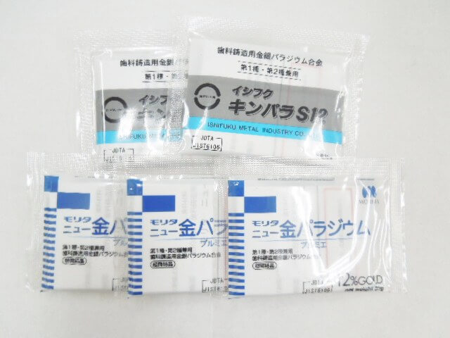 歯科用金属 12％金銀パラジウム合金 石福キンパラS12＆モリタニュー金パラジウム