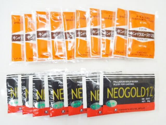 歯科用　金パラジウム合金　徳力本店キンパラエース12S・山八歯材ネオゴールド12